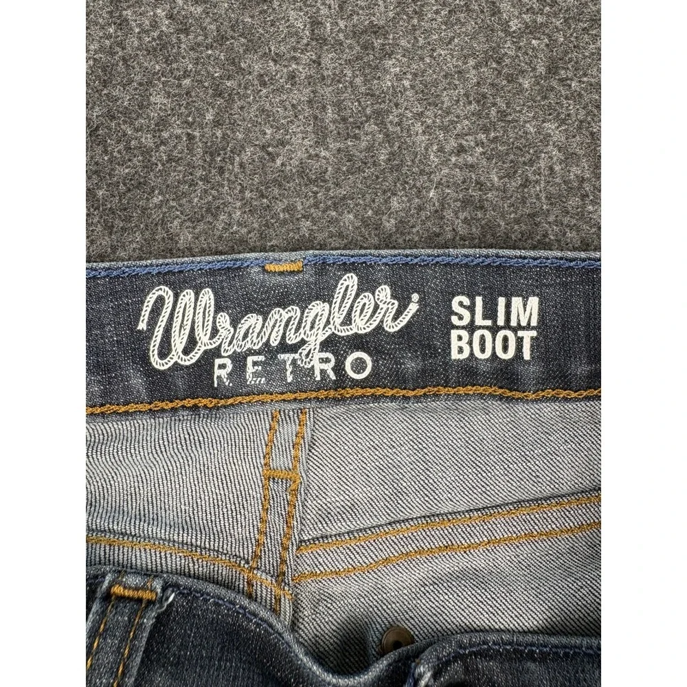 Wrangler Retro Slim Boot Jeans Mens 30x34 Blue Medium Wash Stretch 77MWZDX